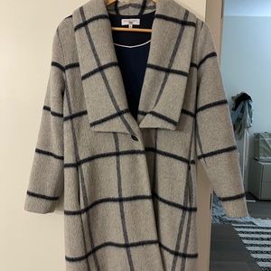 WAVERLY GREY EVIE WOOL CHECK WINDOWPANE COAT (SZ SMALL)